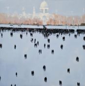 David Wheeler (British, b.1952) Oil on canvas 'St Paul's Across the Thames', signed verso, 100cm x