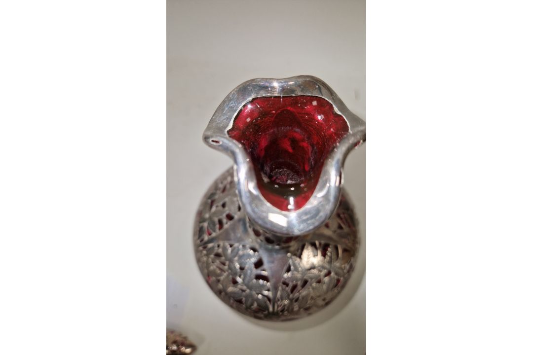 Pair of Victorian silver overlaid ruby glass decanters and stoppers, Birmingham 1900, maker's name - Image 54 of 72