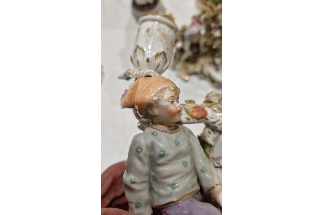Collection of continental porcelain figures, groups and candlestick groups, late 19th century, - Image 20 of 23
