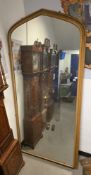 Large Victorian oak framed mirror in the gothic manner with arched top, 243cm high x 112cm width