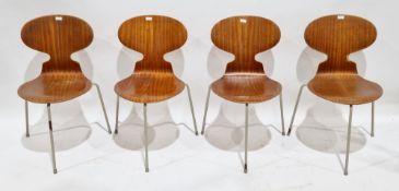 Arne Jacobsen (1902-1971) for Fritz Hansen, set of four Danish ' Ant ' dining chairs with curved