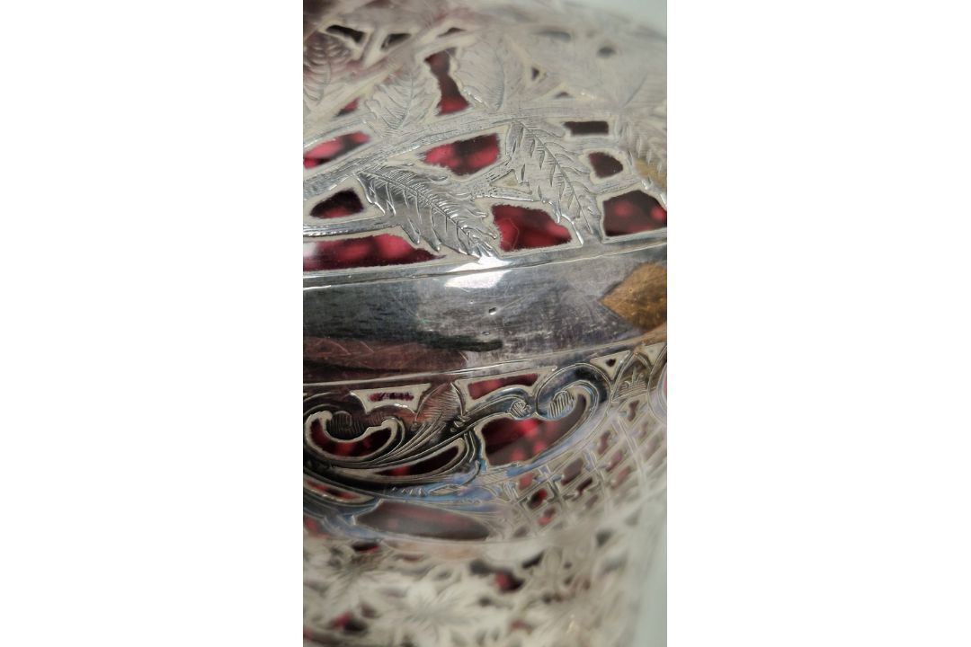 Pair of Victorian silver overlaid ruby glass decanters and stoppers, Birmingham 1900, maker's name - Image 66 of 72