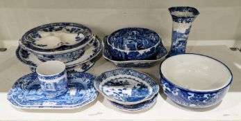 Various items of Staffordshire pottery blue and white transfer-printed wares, circa 1900, printed