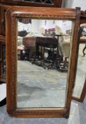 Victorian mahogany inlaid overmantel mirror, 48cm high x 84cm wide together with a pair of