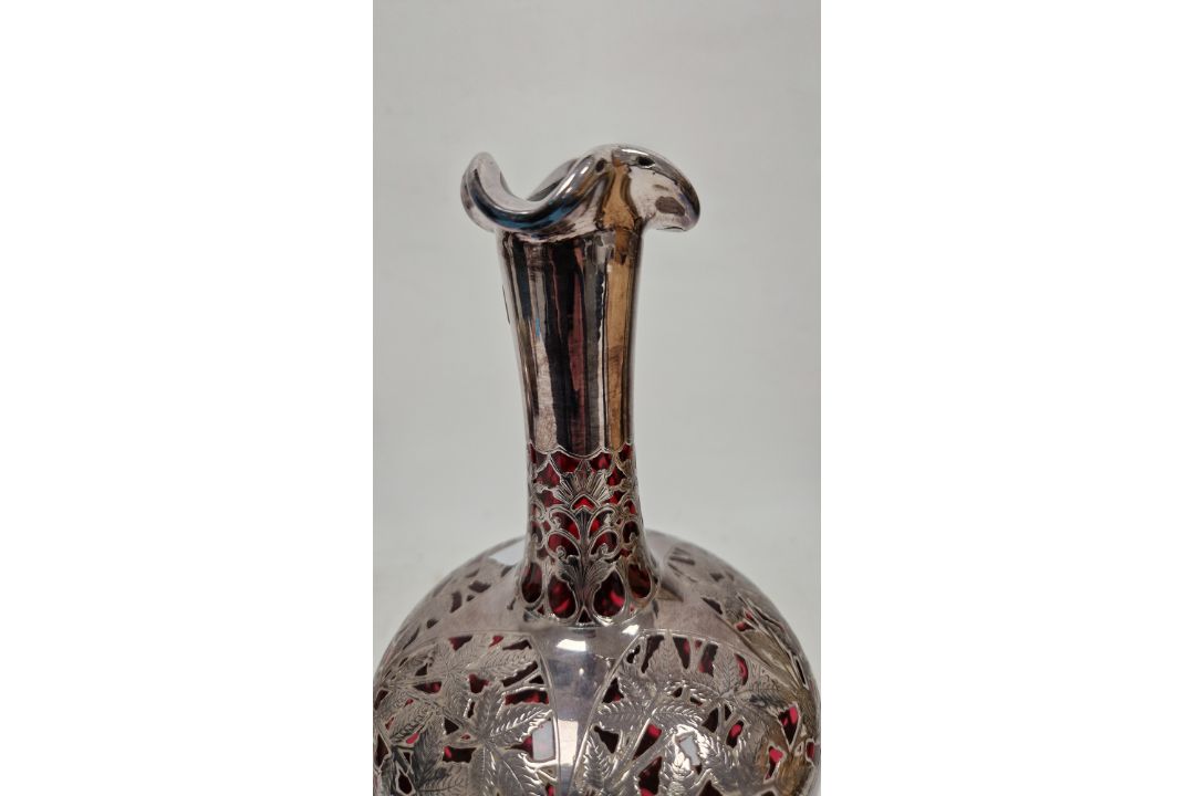 Pair of Victorian silver overlaid ruby glass decanters and stoppers, Birmingham 1900, maker's name - Image 21 of 72