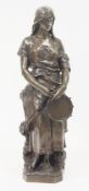 After Claudius Marioton (1844-1919), bronze figure of a gypsy girl holding a tambourine, the