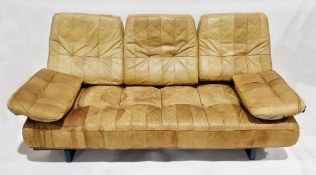1970's Swiss day bed by De Sede, with blue painted slatted wooden frame and arms, upholstered