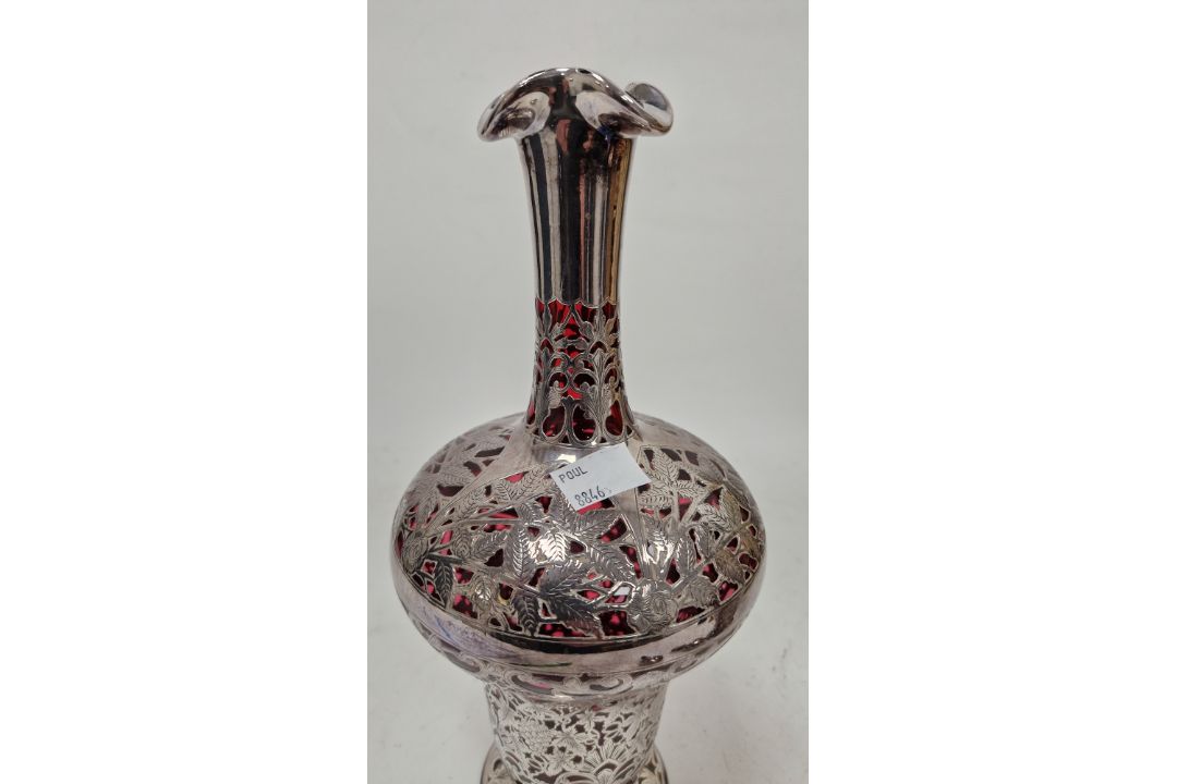 Pair of Victorian silver overlaid ruby glass decanters and stoppers, Birmingham 1900, maker's name - Image 10 of 72