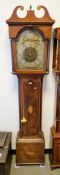 George III mahogany eight-day longcase clock with brass broken arch dial, Roman hour numbers, Arabic