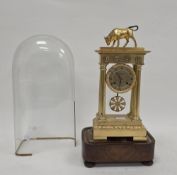 19th century French gilt metal Portico mantel clock by Dupont a Paris, the case surmounted by a
