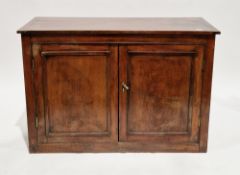 19th century mahogany cupboard, the rectangular top over two panel doors opening to two shelves,