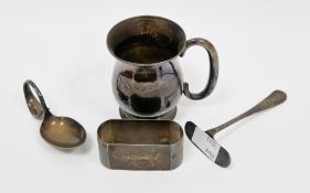 George V silver christening cup, Birmingham 1912, C T Burrows & Sons, of baluster form with loop