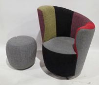 Garfu Baldai curve club armchair, upholstered in block colours, label to base, 93cm high x 81cm wide