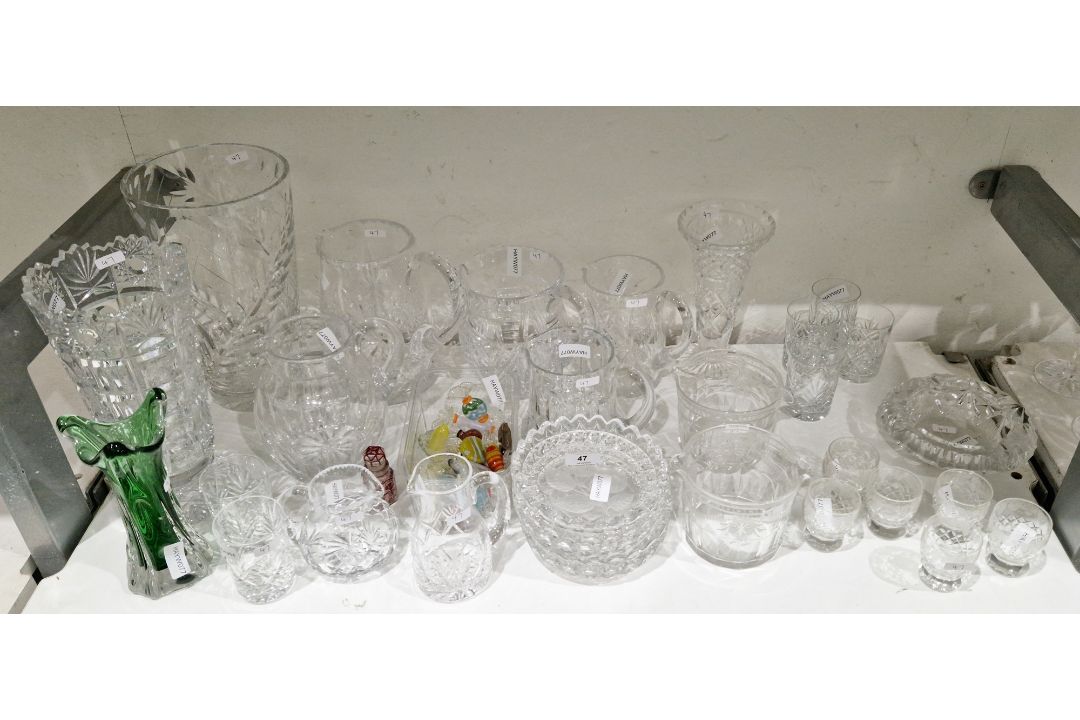 Thomas Webb cut glass set of six tumblers and a small baluster jug together with assorted 20th - Image 1 of 2