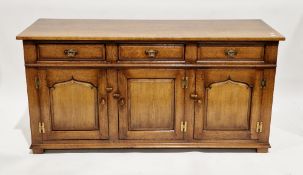 Titchmarsh & Goodwin oak dresser base in the George III style comprising three frieze drawers with