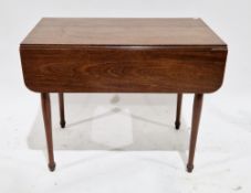 19th century mahogany Pembroke table, the drawer to one end and faux drawer to the other with drop