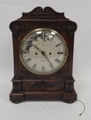 Early 19th century bracket clock, contained in a mahogany shaped case, brass fabric lined grills