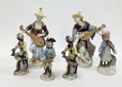 Pair of Dresden porcelain figures of Malabars, 20th century, printed blue marks, impressed numerals,