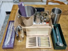 Quantity of silver plate including a two-handled quaich, photograph frames and a modern chrome