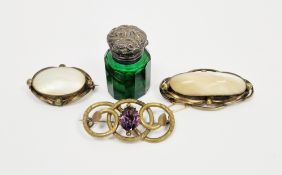 Late Victorian silver-mounted perfume bottle, Birmingham 1900, the cover with foliate decoration and