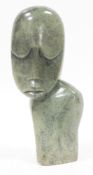 Peter Mandala, contemporary Zimbabwean Shona stone head and shoulders sculpture of a figure with a