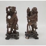 Two Chinese carved figures, early 20th century, possibly boxwood, each figure of a deity modelled