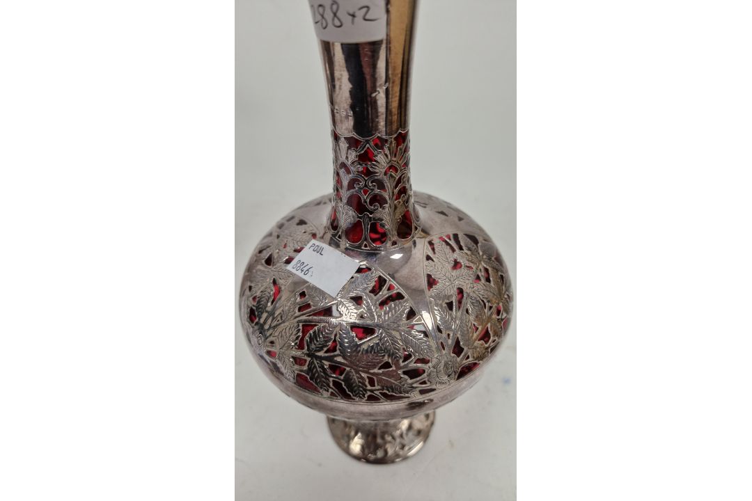 Pair of Victorian silver overlaid ruby glass decanters and stoppers, Birmingham 1900, maker's name - Image 62 of 72