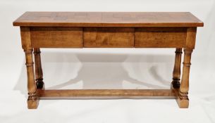 Modern hardwood side cabinet, the rectangular parquet top over three frieze cushion drawers, on