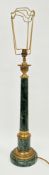 Mid-century green marble and gilt brass table lamp of tapered column form on a circular stepped
