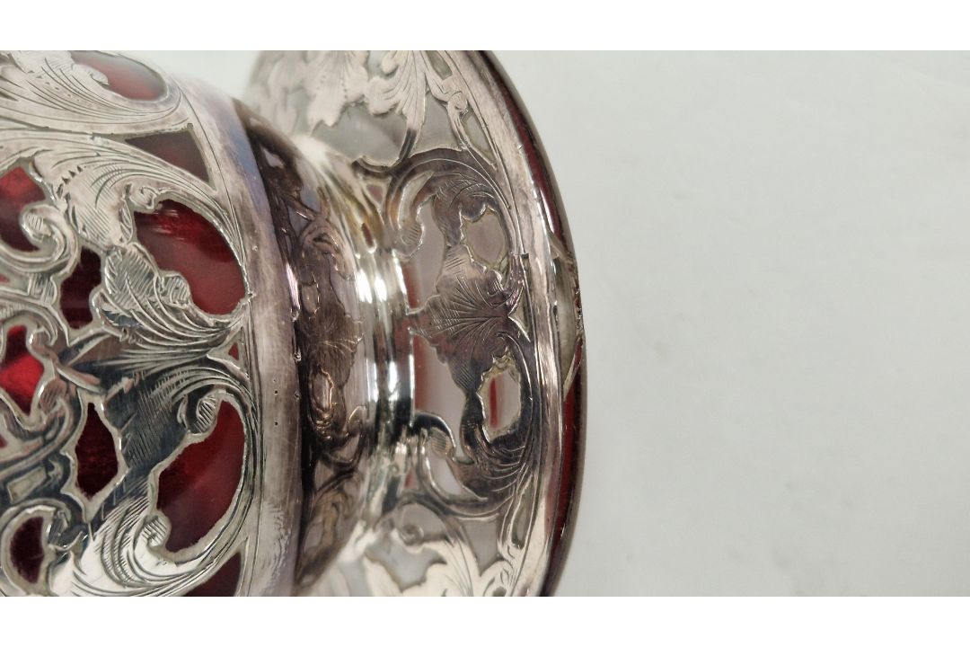 Pair of Victorian silver overlaid ruby glass decanters and stoppers, Birmingham 1900, maker's name - Image 35 of 72