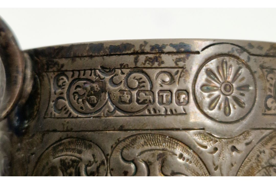 Victorian silver milk jug by Howell & James Ltd, Sheffield 1886, of circular form with engraved - Image 2 of 2