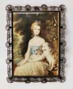 A. Manet  Circa 1900 Portrait miniature on ivory of Mary Robinson, after Thomas Gainsborough (1727-