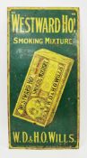 Early 20th century Wills Westward Ho! cigarettes enamel advertising sign ' Westward Ho! smoking