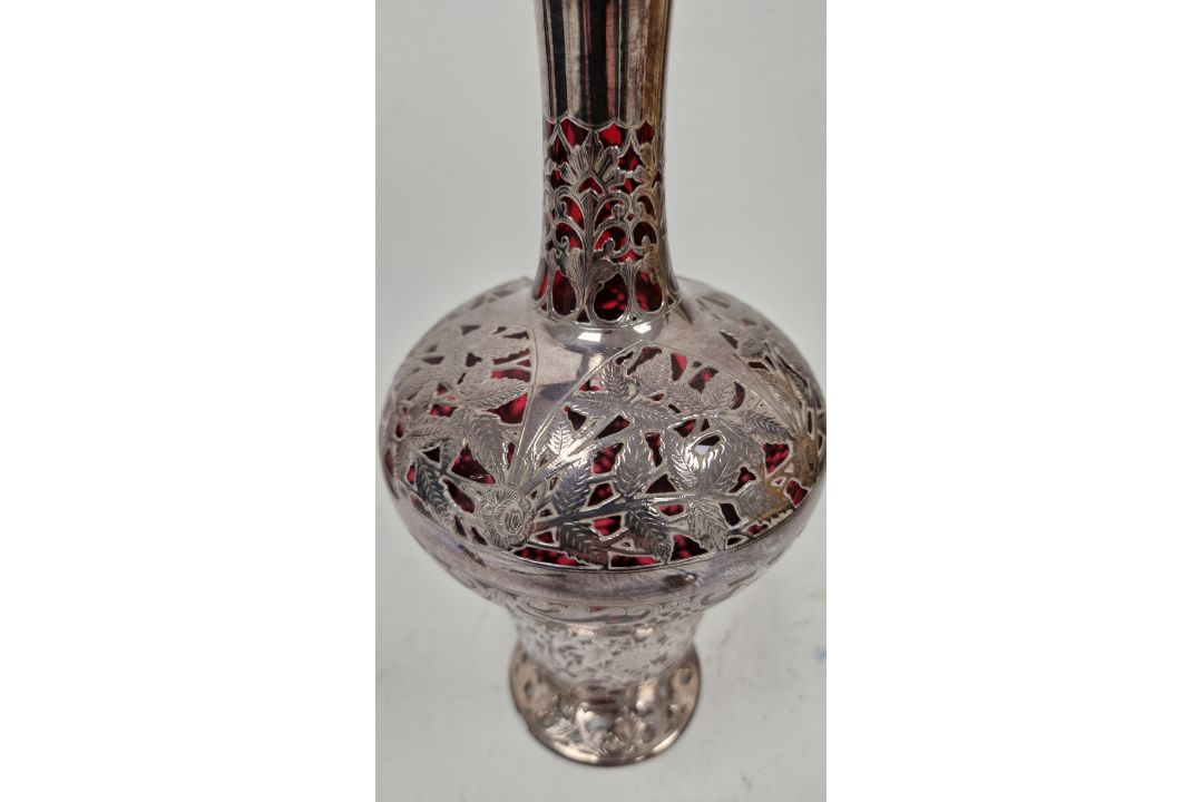 Pair of Victorian silver overlaid ruby glass decanters and stoppers, Birmingham 1900, maker's name - Image 24 of 72