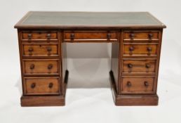 19th century mahogany twin-pedestal desk by Rumney & Love of Liverpool, the rectangular top with