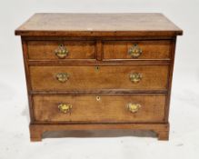 George III oak chest of drawers, the rectangular cross-banded top over two short and two long