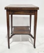 Edwardian Sheraton revival rosewood and marquetry inlaid envelope card table, the top unfolding to a
