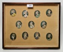 Eleven framed Indian portrait miniatures on ivory, of Indian and Persian rulers, late 19th