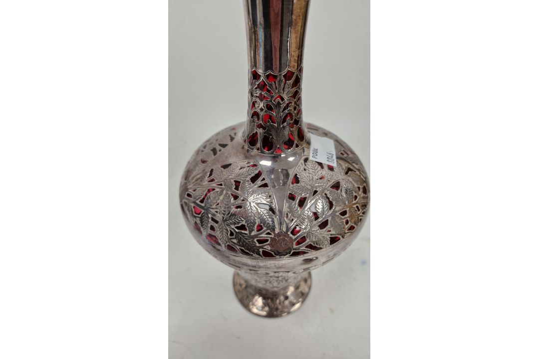 Pair of Victorian silver overlaid ruby glass decanters and stoppers, Birmingham 1900, maker's name - Image 25 of 72