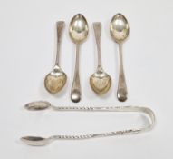 Set of four Victorian silver teaspoons, Sheffield 1895, Mark Willis, old English pattern handles