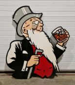 Large brewery advertising painted cut-out board of Father Younger, the mascot for Scottish Brewery