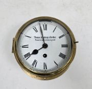 Late 19th / early 20th century brass cased ship's bulkhead clock by Thomas Armstrong & Brothers of
