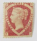 GB stamp: Mint mounted line engraved QV 1 1/2d rose red (Plate 1), SG 51, cat £725.