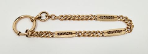 Short section of rolled gold watch chain of curb link design with elongated fancy links