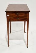 19th century mahogany and satinwood inlaid work table in the Sheraton manner, of rectangular form,