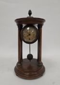 19th century style Portico clock, the wooden case surmounted by a brass pineapple finial, the dial