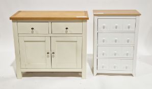 Modern side cabinet with oak-effect top over a French grey finished base of two drawers and two