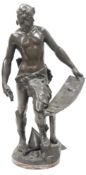 A. Masjouille (French, late 19th century) a bronze figure of ' Le Travail ', a Gallic blacksmith