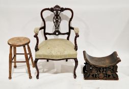 19th century elm and ash stool, the circular seat on four turned legs united by stretchers with ball