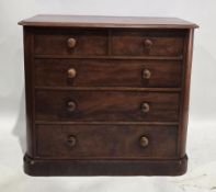 Victorian mahogany chest, the rectangular top with rounded front corner and thumb moulded edge, over